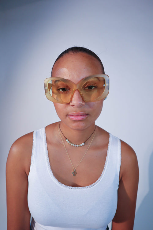 BUMBLEBEE yellow acetate oval sunglasses with tinted lenses and UV protection